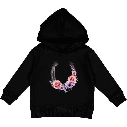 Lucky Floral Horseshoe Kids Pullover Hoodies