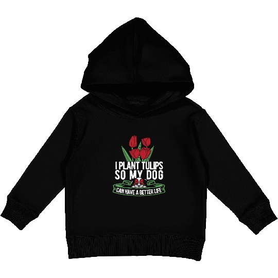 Tulip Gardening Dog Kids Pullover Hoodies
