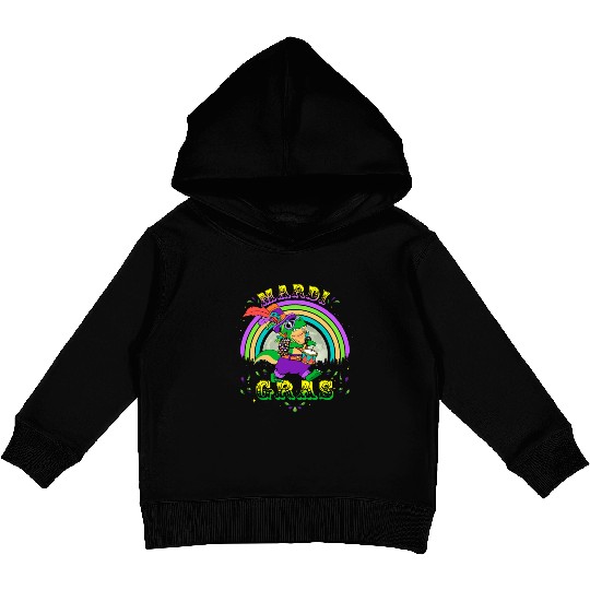 2023 Mardi Gras Party Hat T Rex Drummer Mardi Kids Pullover Hoodies