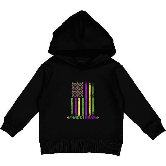 Mardi Gras US American flag Mardi Gras 2023 Kids Pullover Hoodies