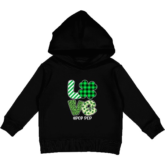 Love Pop Pop Green Plaid Leopard Shamrock Kids Pullover Hoodies