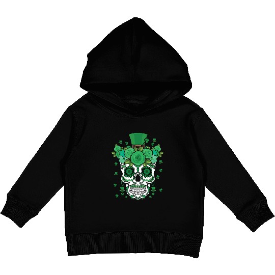 St Patty's Day Dia De Los Muertos Irish Flower Kids Pullover Hoodies