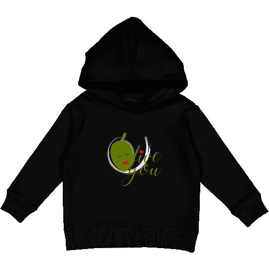 Olive you - I Love You Kids Pullover Hoodies