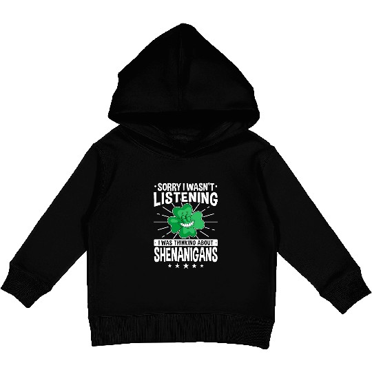 Funny Shenanigans Shamrock St Patrick's Day Kids Pullover Hoodies