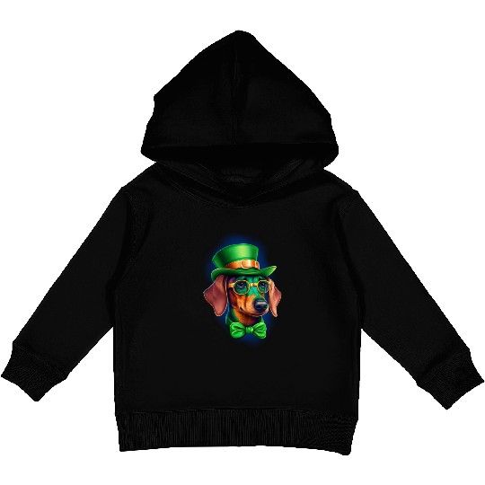 St. Patricks Day Dachshund Wiener Dog Shamrock Kids Pullover Hoodies