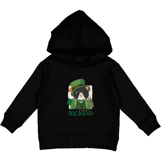 Ireland Tuxedo Cat Kids Pullover Hoodies