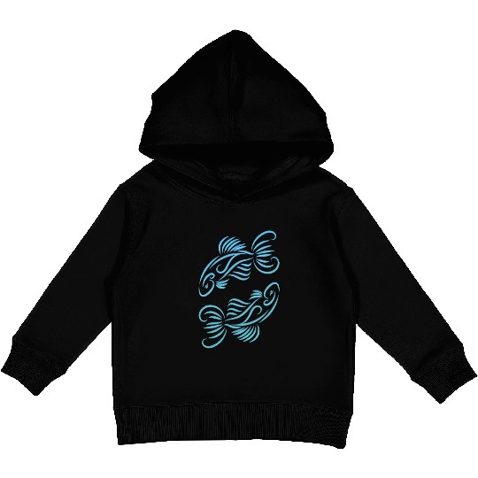 Pisces Zodiac Fish Water Sign Blue Green Kids Pullover Hoodies