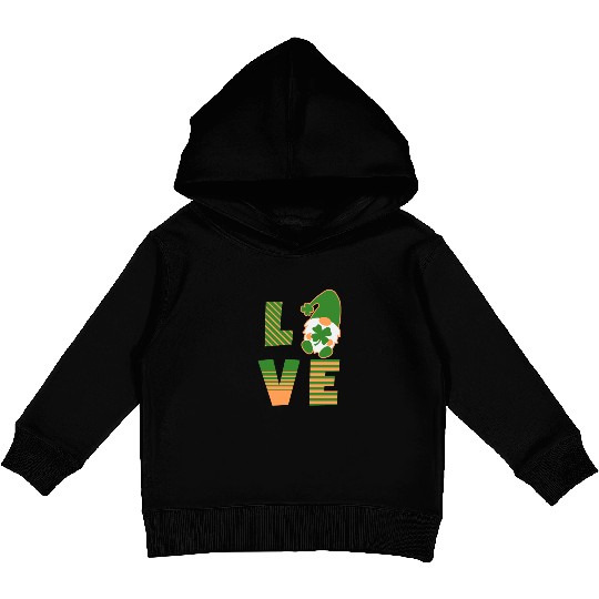 Gnome St Patricks Day Woman Love, Lucky Clover Kids Pullover Hoodies