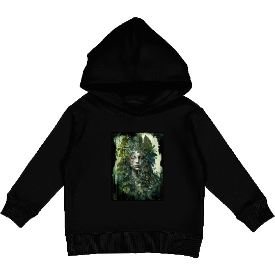 Nature Goddess - Woodland Witchy Forest Greenwoman Kids Pullover Hoodies