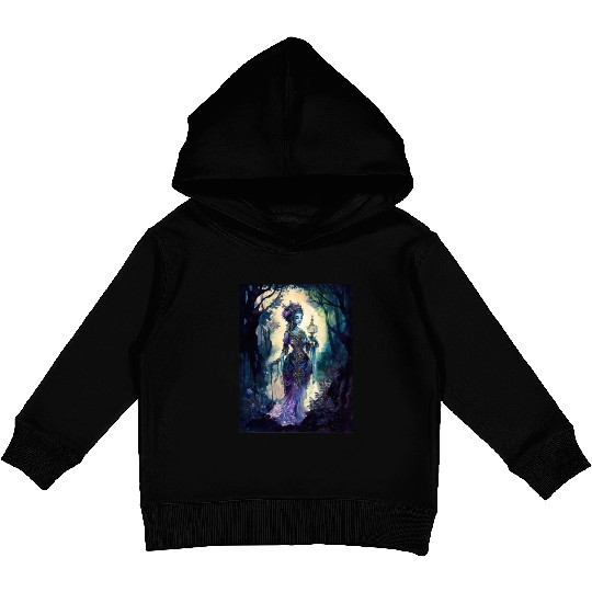 Asian Nature Goddess - Dark Woodland Witchy Forest Kids Pullover Hoodies