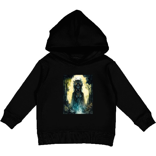 Black Nature Goddess - African American, Woodland Kids Pullover Hoodies