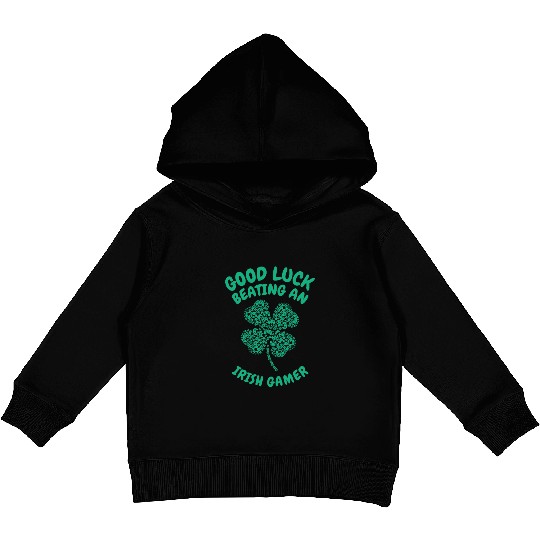 St. Patrick's Day Gaming Shamrock Gamer Video Kids Pullover Hoodies