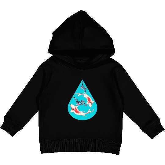 Serenity Koi Fish Raindrop Cheri Blossom Zen Kids Pullover Hoodies