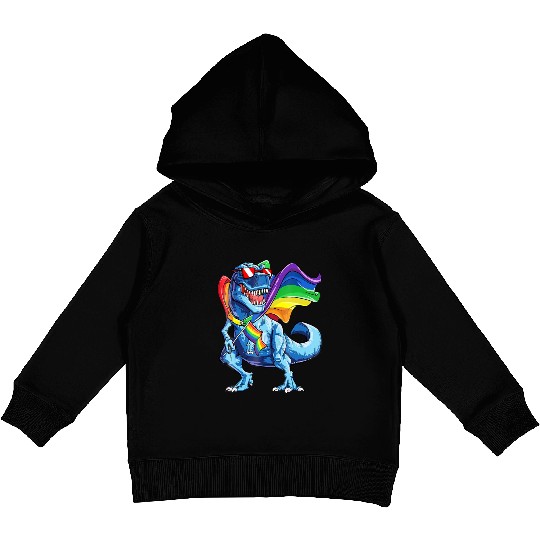 Dinosaur gay pride flag lgbt lesbian bisexual Kids Pullover Hoodies