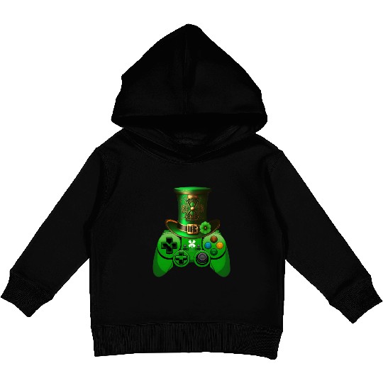 St Patricks Day Video Game Kids Pullover Hoodies | Gamer Leprechau