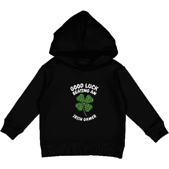 St. Patrick's Day Gaming Shamrock Gamer Video Kids Pullover Hoodies