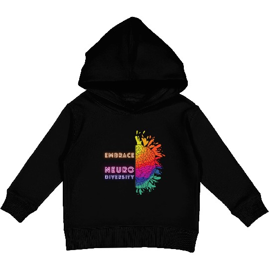NEURODIVERSITY embrace brain awareness Kids Pullover Hoodies