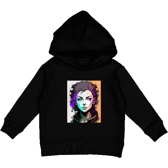 AI ART 01 GAMER GIRL Kids Pullover Hoodies