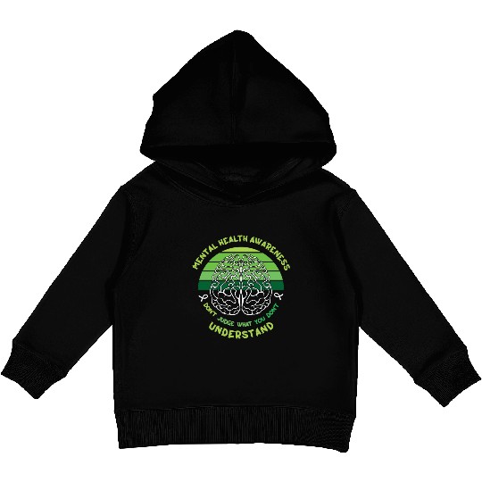 May Green Mental Health Awareness Month Brain Kids Pullover Hoodies