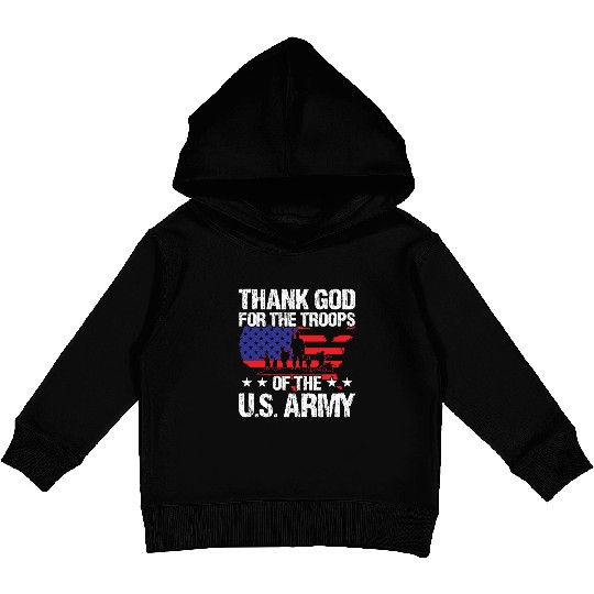 Soldier thank god for troops of us army military Kids Pullover Hoodies