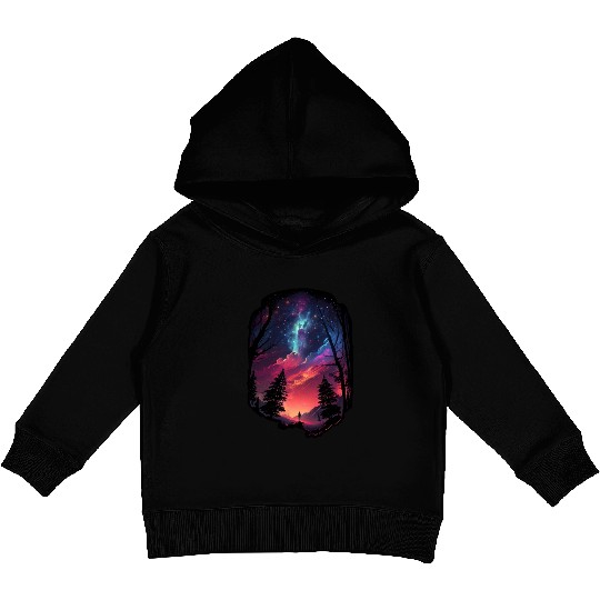 Sky at night Surreal stars galaxy nature clouds Kids Pullover Hoodies