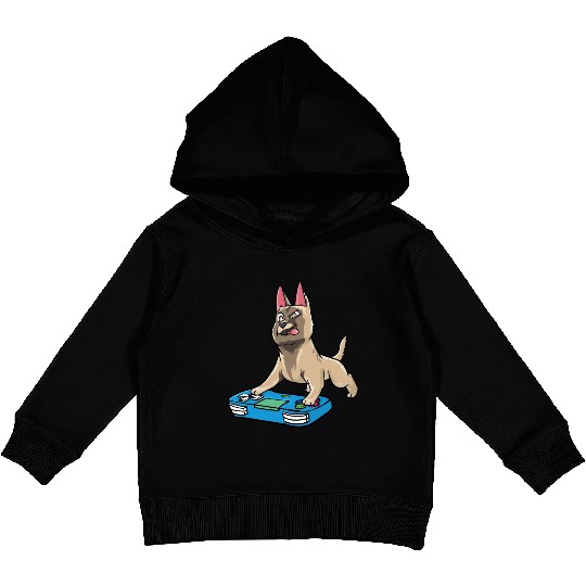 Belgian Malinois Gaming Kawaii Gamer Dog Lover Kids Pullover Hoodies