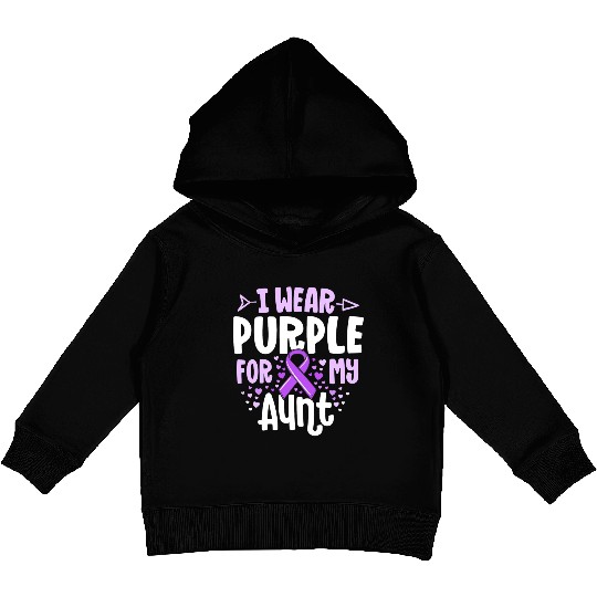 I Wear Purple For My Aunt Alzheimers Family Kids Pullover Hoodies