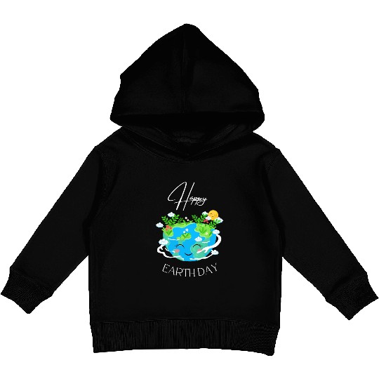 Green and Blue Happy Earth Day Kids Pullover Hoodies