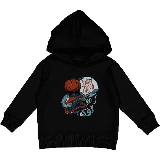 Pump Rock Society Halloween Pumpkin Playing Guitar Kids Pullover Hoodies