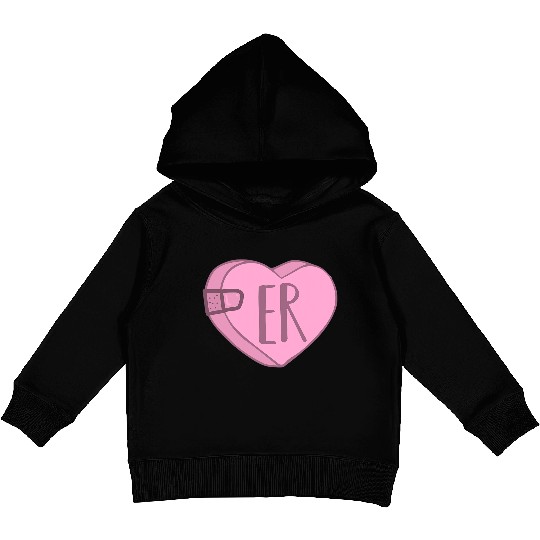Cute ER Nurse Candy Heart for Valentines Day Scrub Kids Pullover Hoodies