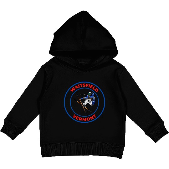 Retro Cool Skiing in Waitsfield Vermont Souvenir Kids Pullover Hoodies