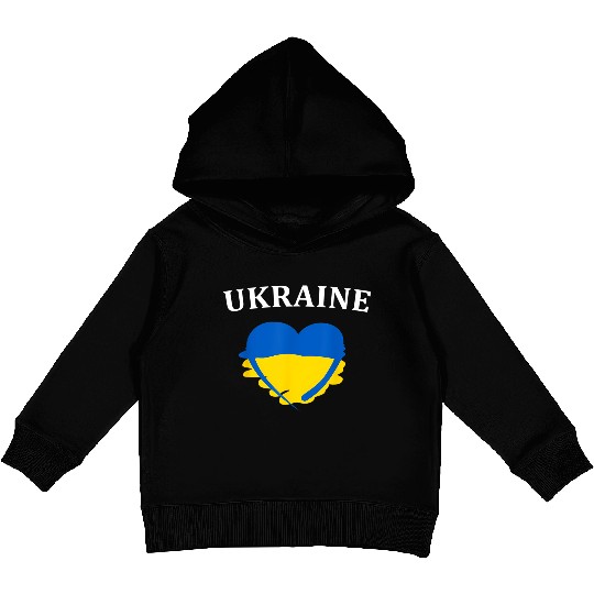 Ukrainian Flag Heart Ukraine Kids Pullover Hoodies