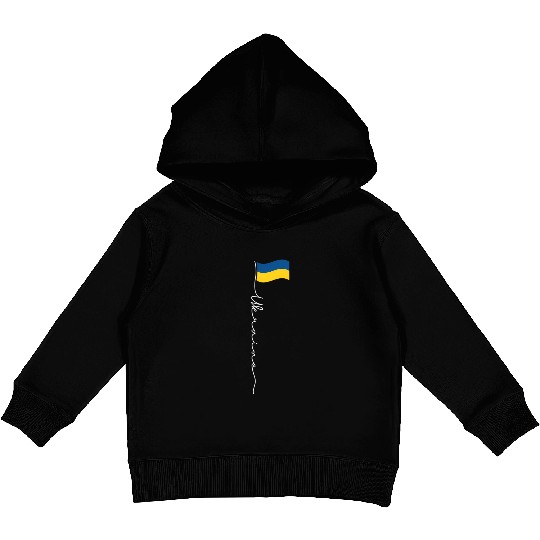 Ukraine Signature Flag Pole - Patriotic Ukrainian Kids Pullover Hoodies
