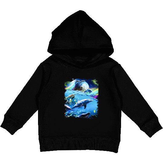 Galaxy Dolphin Dolphins In Space Kids Pullover Hoodies