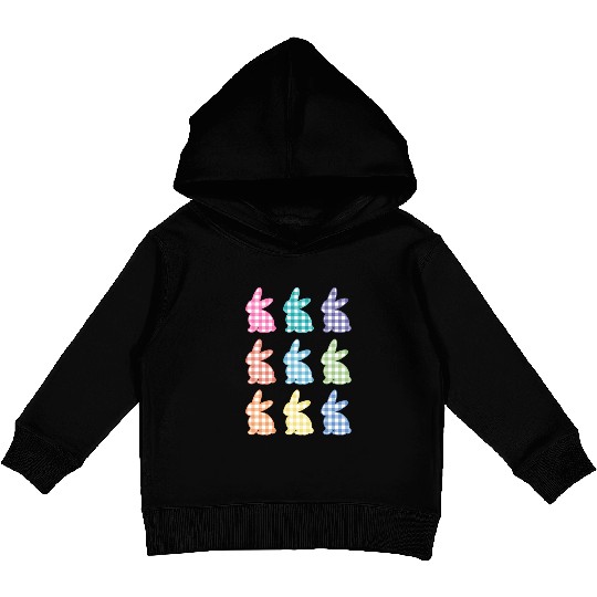 Easters For Plaid Easter Bunny Gingham Kids Pullover Hoodies