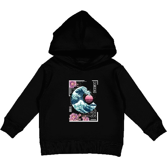 Vaporwave Synthwave 80'S Japan Japanese Great Kids Pullover Hoodies