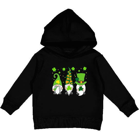 St Patrick'S Day Three Gnomes Shamrock Irish Kids Pullover Hoodies