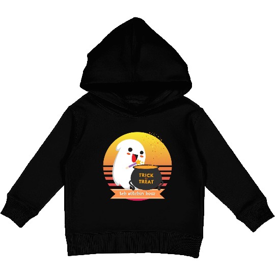 Halloween Cute Ghost Witching Hour Trick Or Treat Kids Pullover Hoodies