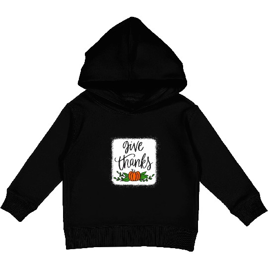 Give Thanks Pumpkin Harvest Fall Autumn Kids Pullover Hoodies