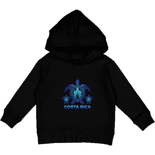 Vintage Costa Rica Ocean Blue Sea Turtle Kids Pullover Hoodies