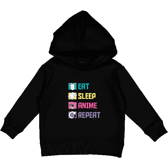 Eat Sleep Anime Repeat funny Kids Pullover Hoodies