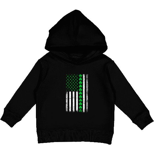 Shamrock Patriotic American Flag Irish Retro St Pa Kids Pullover Hoodies