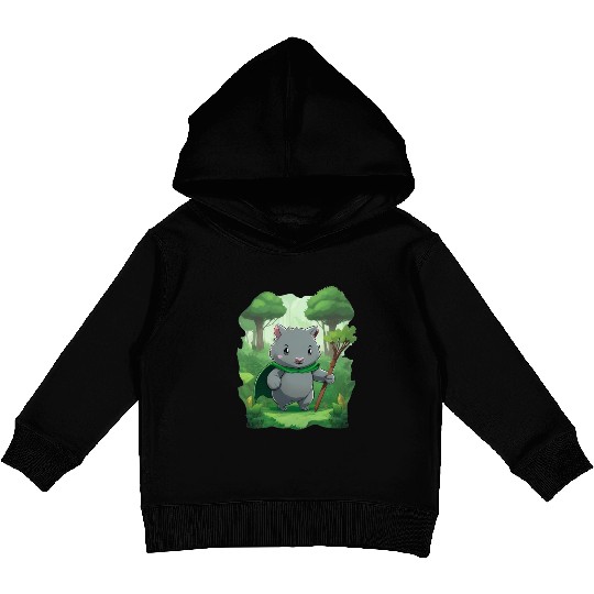 Wombat Hero - Green Cape Wombat Kids Pullover Hoodies