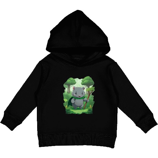Wombat Hero - Green Cape Wombat Kids Pullover Hoodies