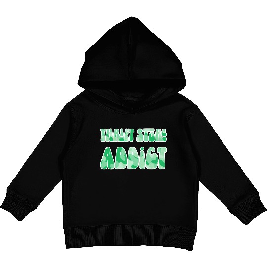 Thrift Store Addict green camo Kids Pullover Hoodies