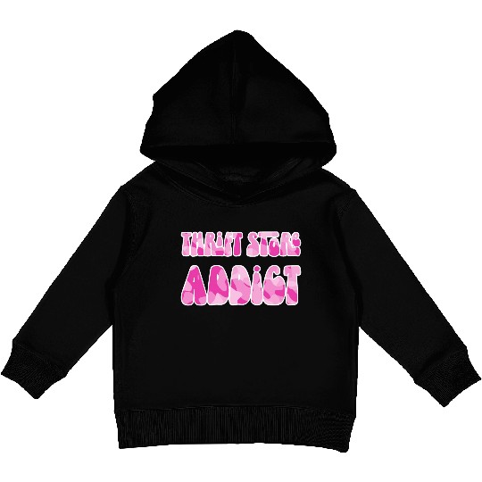 Thrift Store Addict pink camo Kids Pullover Hoodies