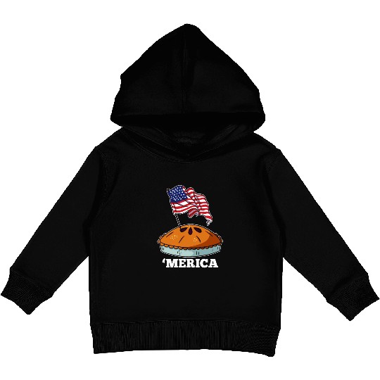 American Flag USA Apple Pie Merica 4th of July Kids Pullover Hoodies