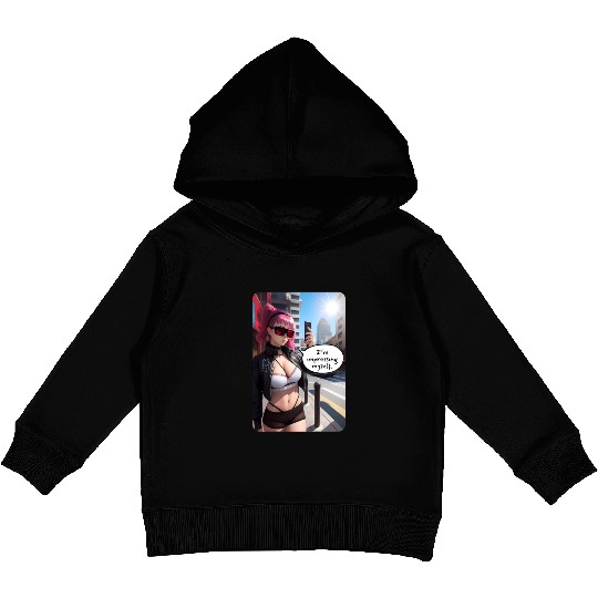 Cyberpunk Waifu Influencer Design 6 Kids Pullover Hoodies