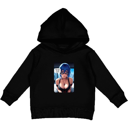 Cyberpunk Waifu Influencer Design 10 Kids Pullover Hoodies