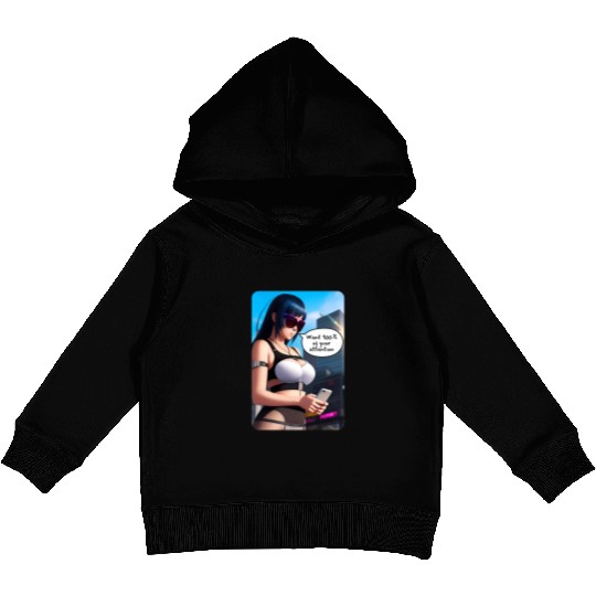Cyberpunk Waifu Influencer Design 8 Kids Pullover Hoodies